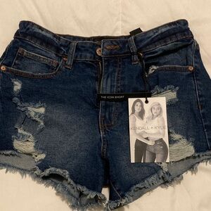 Kendall & Kylie Distressed Dark Blue Jean Shorts